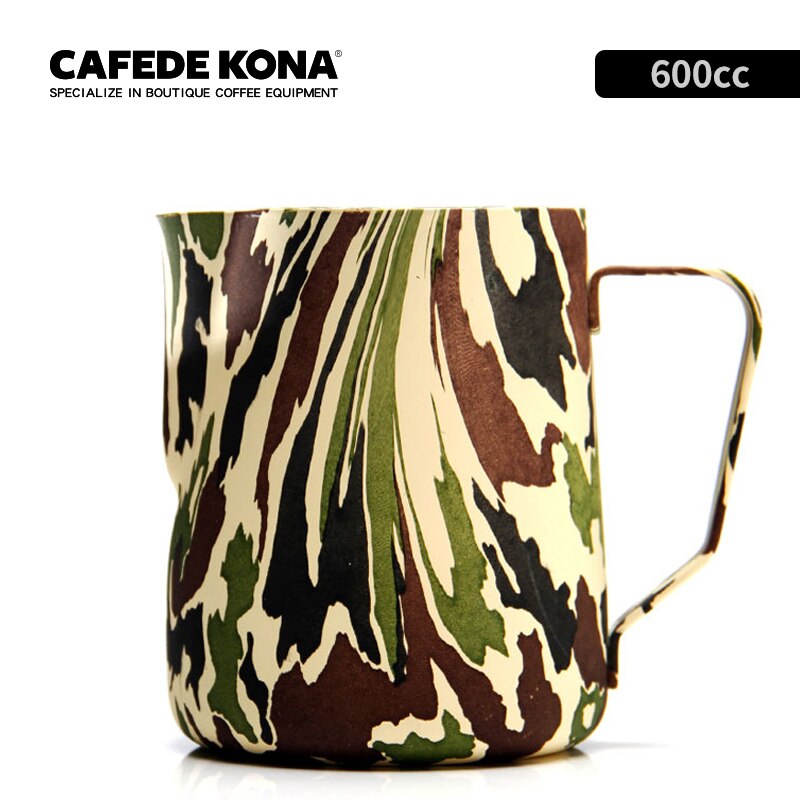 Barista kande camouflage grøn latte art mælke kande kander ounce høje kander 10/20 300/600ml stål kaffe rustfri