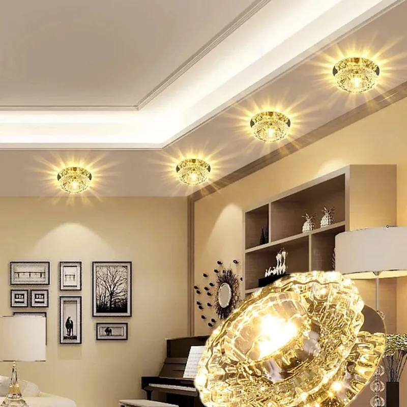 Kristall Strahler LED Deckenleuchte Eingebettet Wohnzimmer Downlight Decke Gang Licht Korridor Licht