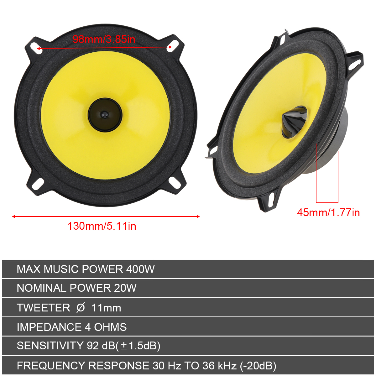 Altavoz de Audio para coche, 2 uds., 4/5/6 pulgadas, 600W, Universal, pesado, medio-bajo, ultrafino, modificado, instalación no destructiva