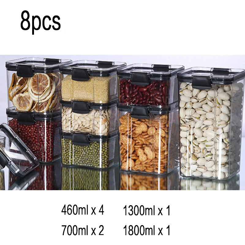 Airtight Food Container Platic Container That Can Be Stacked Kitchen Storage Container Food Storage Canister Set Kitchen Items: DIY D 8Pcs