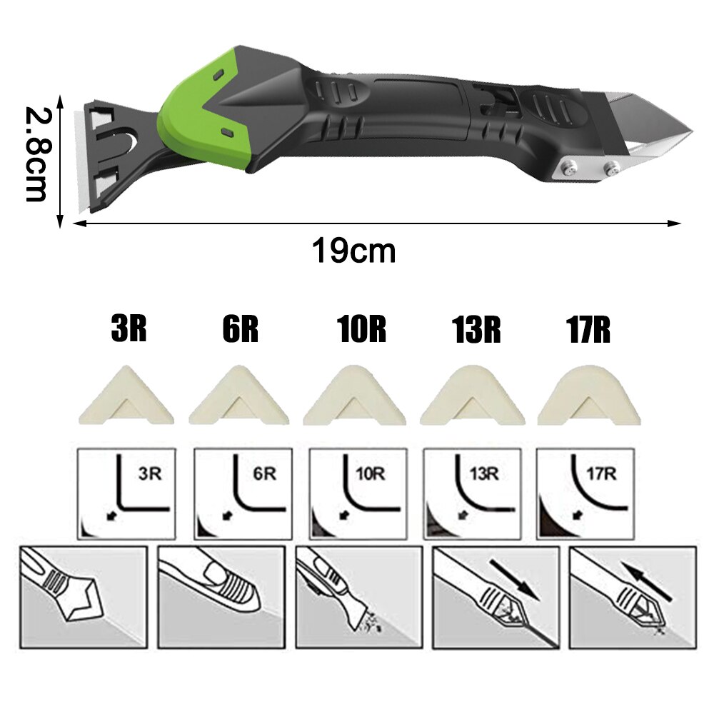 5in1 Silikon Entferner Schaber Caulk Finisher Dichtstoff Düse Schaber einstellen Multifunktionale Mörtel Entferner Spachtel Abdichten Werkzeug Bausatz