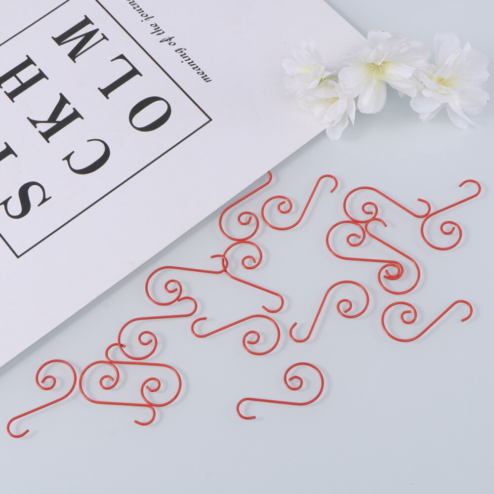 100 Pcs Christmas Wreath Hooks Silver Multifunctional Shaped Steel Hangers for Decoration Christmas Tree: Red