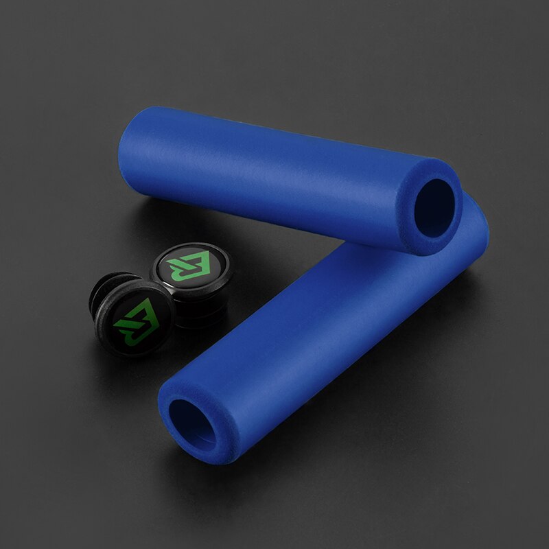 ROCKBROS-empuñaduras de silicona para manillar de bicicleta, empuñaduras suaves antideslizantes y absorbentes de golpes, ultraligeras: GMBT1001BL