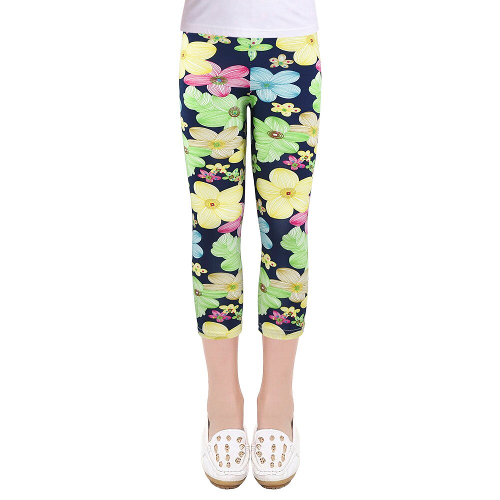 SLAIXIU été filles Leggings slim mollet longueur pantacourt enfants enfants crayon pantalon Leggings pour 4-10Y fille vêtements: SQ / 6