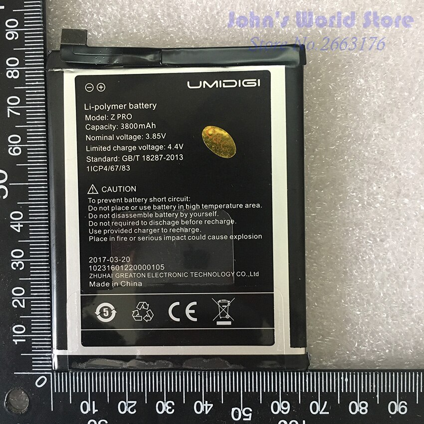 Umi Z Pro Battery UMIDIGI Z Pro Original Large Capacity 3800mAh Back Up For UMI Z Pro Z1 Smart Phone
