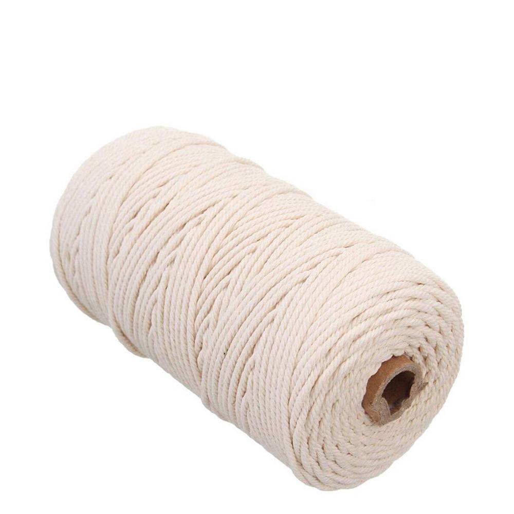 Naturlig beige blød bomuldssnor reb håndværk makrame håndværker snor gør det selv håndlavet bindetråd snor reb 2mm*200m fd