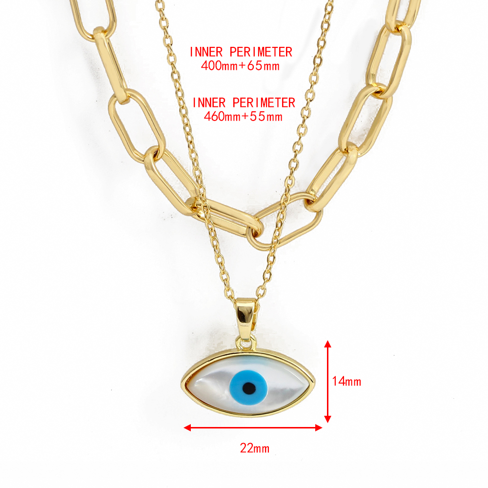 EVIL EYE Double Layer Blue Evil Eye Round Pendant Necklace collana a maglie in rame collana gioielli di moda per donna ragazza uomo BE615