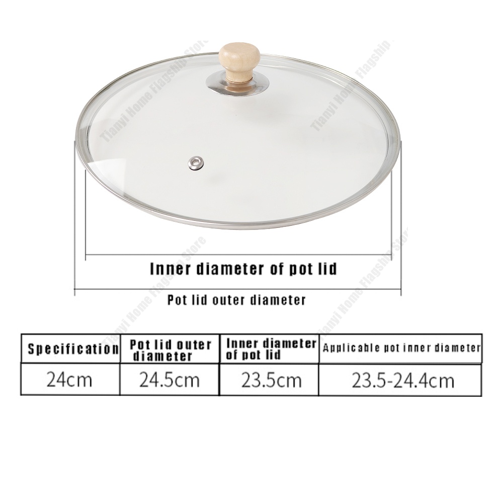 Tempered Glass Pot Lid Wooden Handle Rimmed Pan Lid Spill Shatter-Proof Round Chef Glass Cover for Versatile Home Cooking Pan: plum