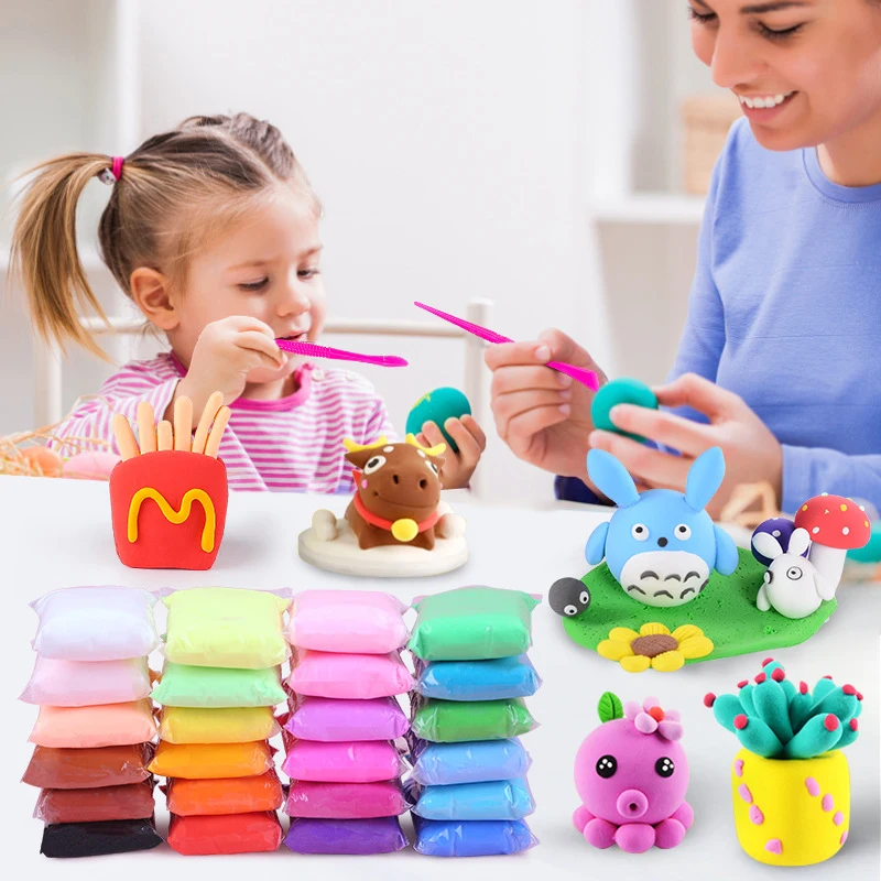 36 Colors Polymer Light Clay Children Fluffy Soft Plasticine Toy Modelling Clay Playdough Slimes Toys DIY Clay Kid