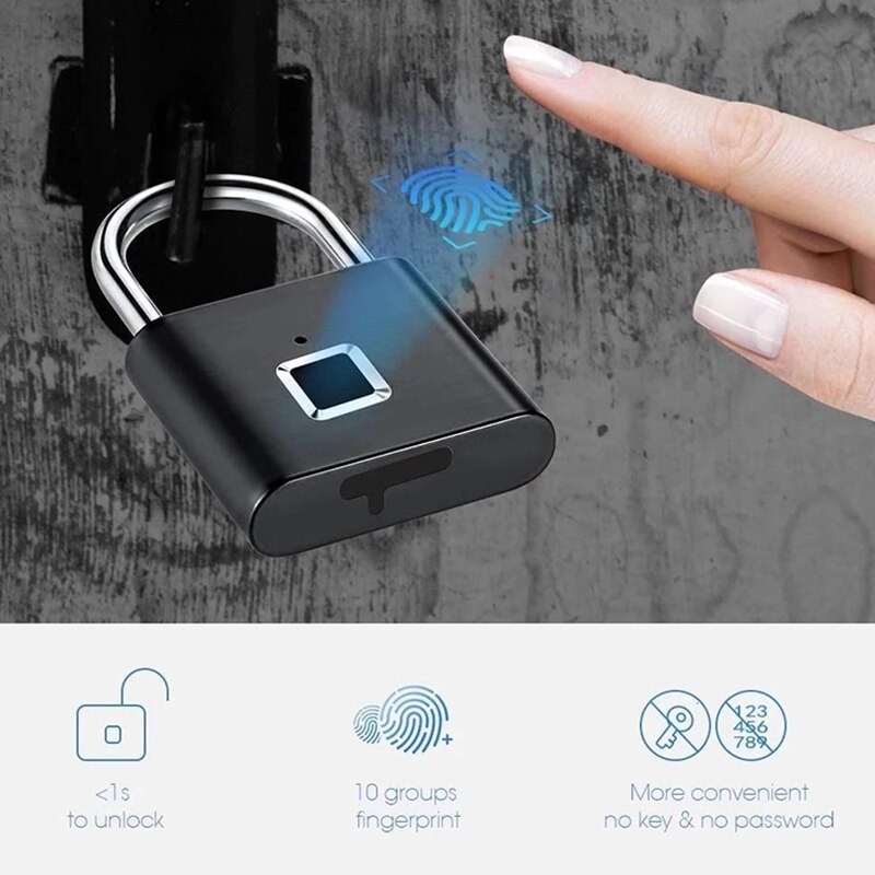Eseesmart Hangslot, vingerafdruk, smart slot, ontgrendelen, telefoon-app, IP65 waterdicht, slim klein hangslot, reisbagage, koffer, kantoor, huis, kast Eseesmart Hangslot, vingerafdruk, smart slot, ontgrendelen, telefoon-app, IP65 waterdicht, slim klein hangslot, reisbagage, koffer, kantoor, huis, kast