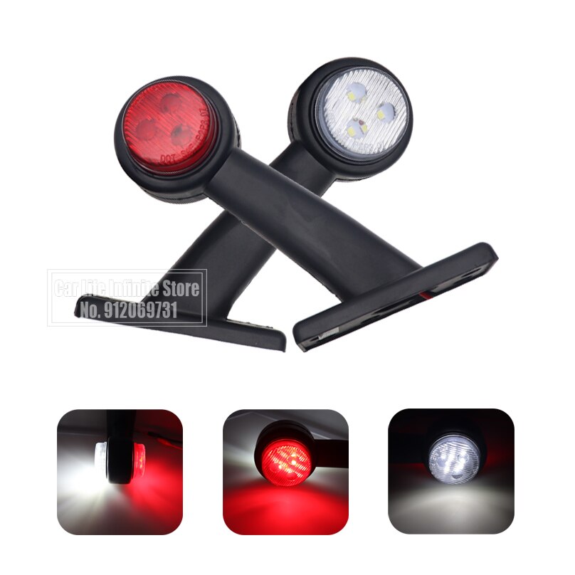 2Pcs 12V/30V Truck Side Marker Light Red White Side Marker Lamp Clearance Lights Truck Trailer Tractor LED Position Lights