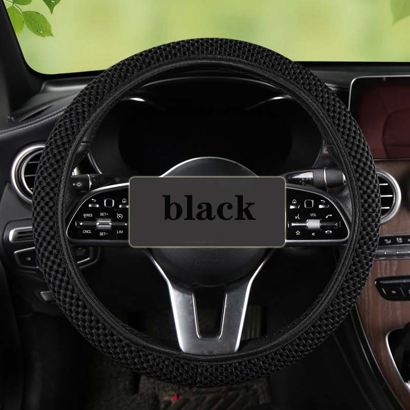 1 Piece of Fabric without Inner Ring, Elastic , Various Colors, Seasonal Use, MEN'S AND WOMEN'S Car Steering Wheel Protect: black
