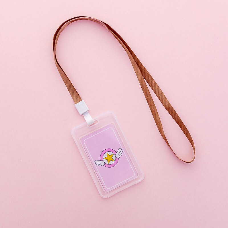 16 Styles Lovely Transparent ID Card Badge Holder Practical Kids Student Use Name ID Card Case Cover With Long Lanyard