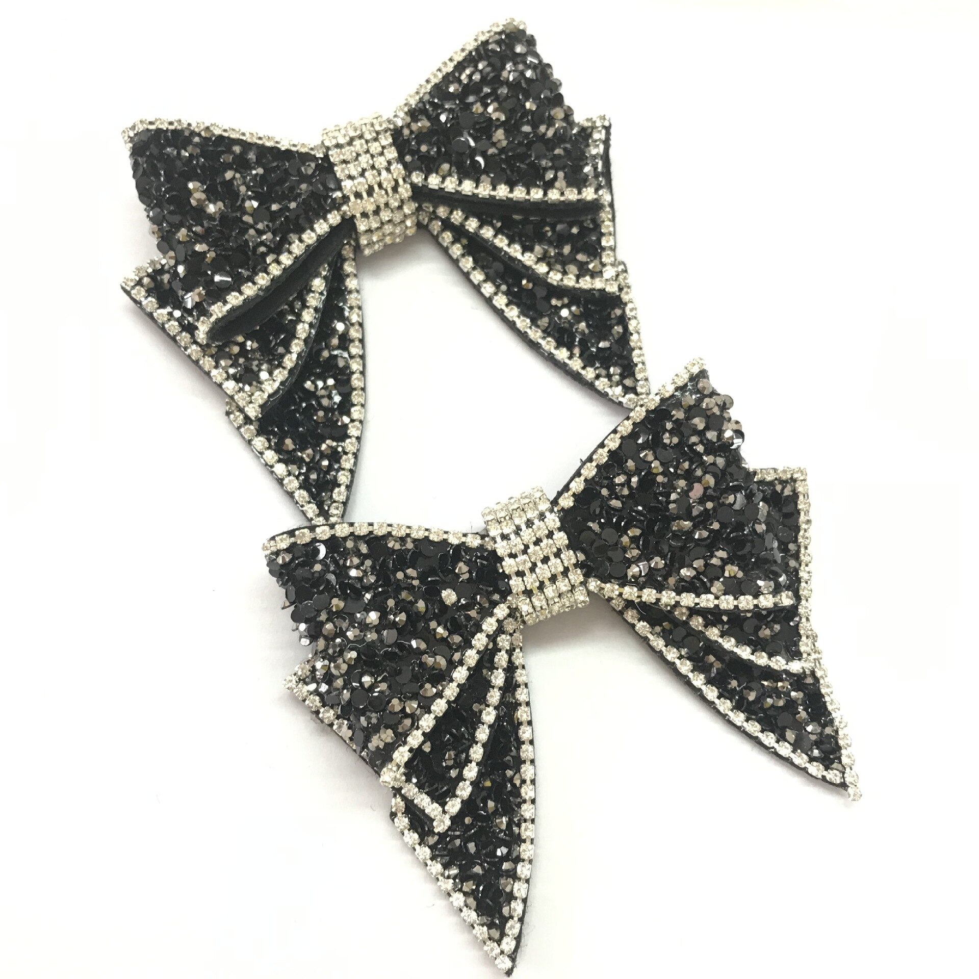 Zapatos y zapatos de mujer con lazo negro y diamantes de imitación, joyería de flores diy, accesorios de ropa, accesorios de joyería hechos a mano, decoración