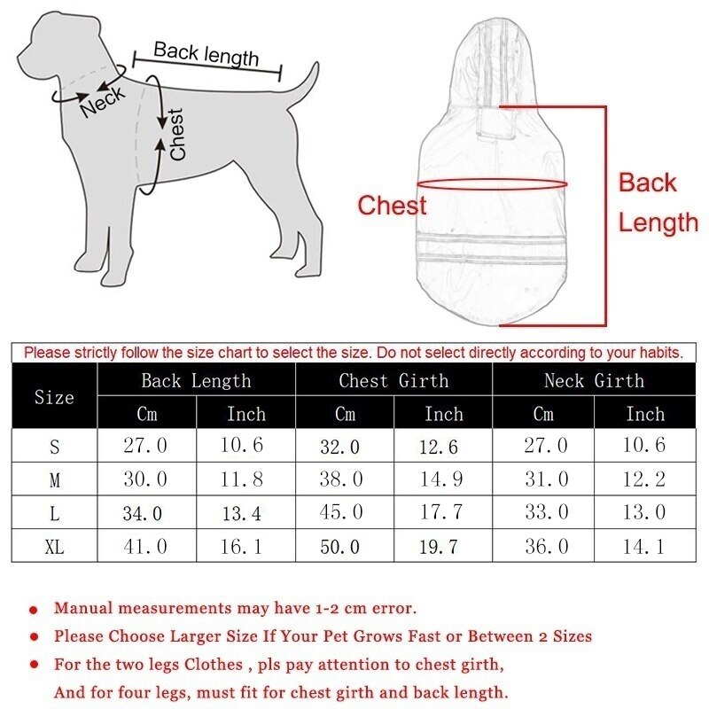 Multisize Pets Dog Clothes Hooded Raincoats Reflective Strip Dogs Rain Coat Waterproof Jacket Outdoor Breathable Clothes Puppies