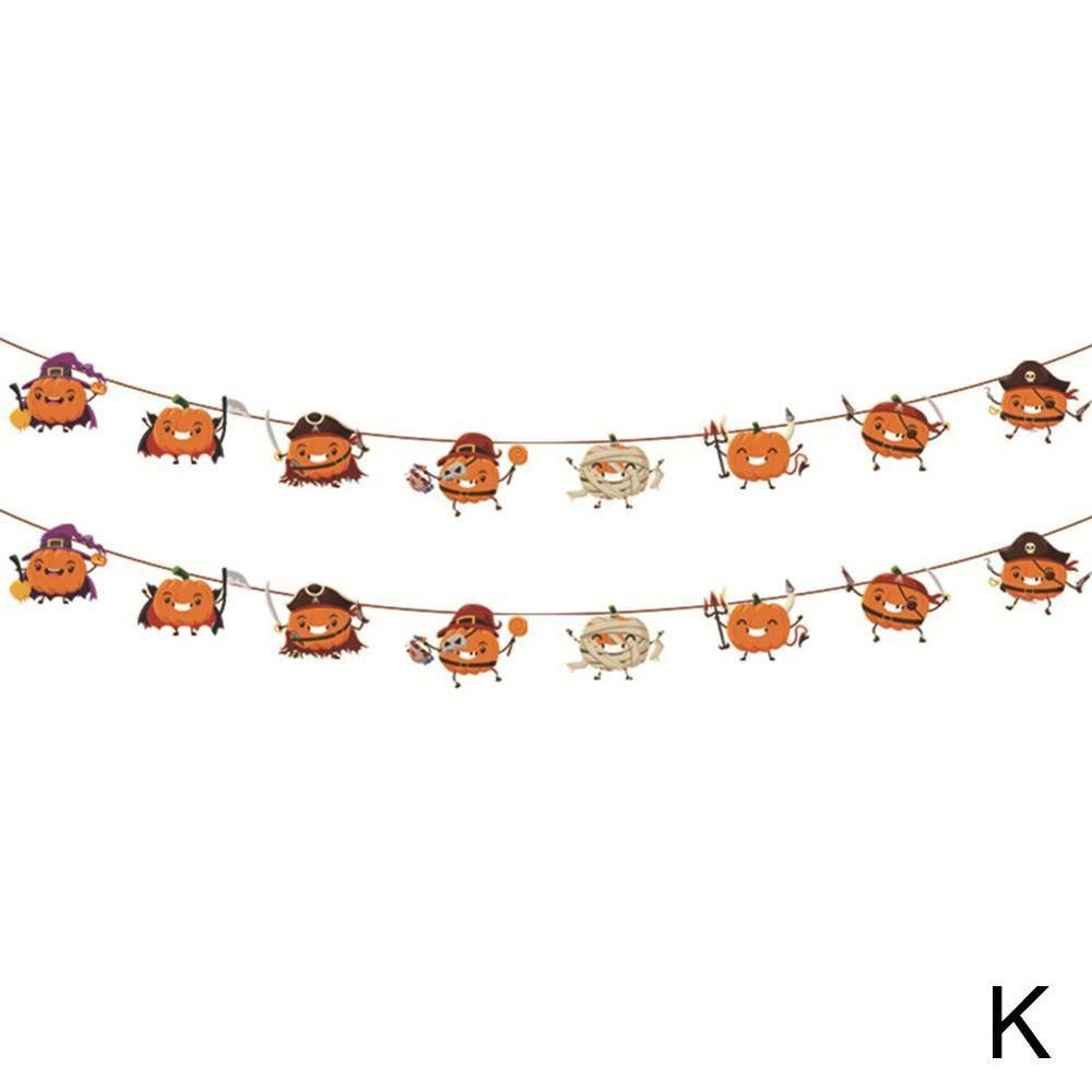3m halloween trekant pull flag flagermus kranium græskar papir banner halloween fest dekorationer græskar bunting flag party levering: K