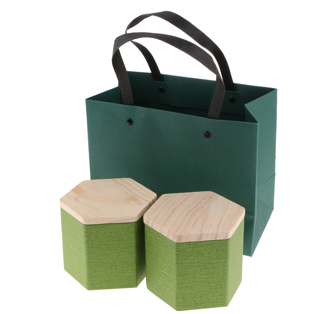 2 stk træ køkken opbevaringsboks med bambus låg beholdere brød sukker kasser te urte opbevaringsholder madbeholdere organizer: Grøn