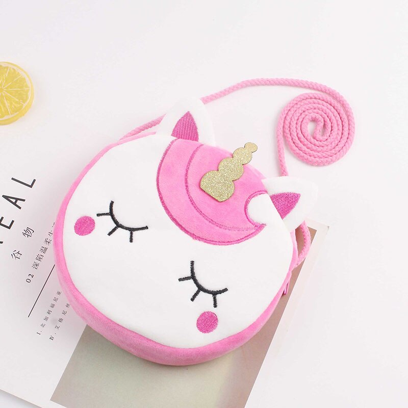 Cute Unicorn Children Plush Coin Purse Girls Good Birthday Children Inclined Shoulder Bag Little Princess zipper Bag: 2