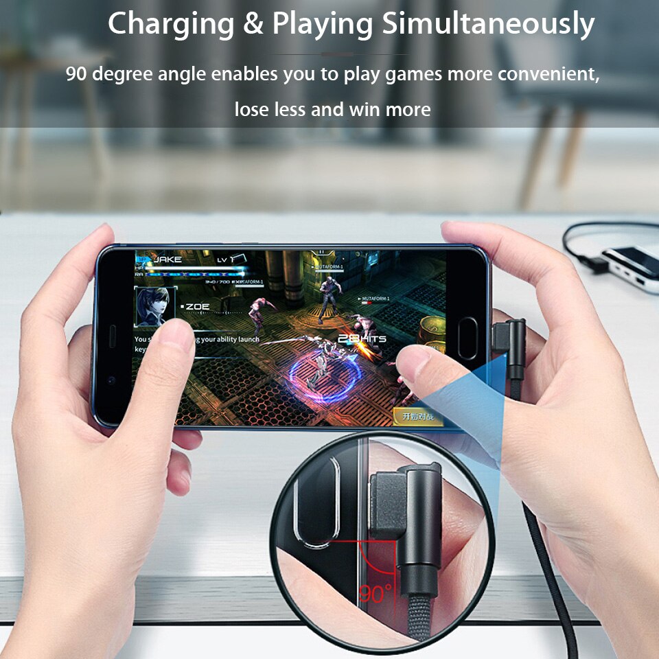 20cm/1m/2m Short 90 Degree USB Type C Charging Cable USB-C Phone Charger Cabel For Samsung Galaxy Note 10 Plus S10 Lite S20 Plus