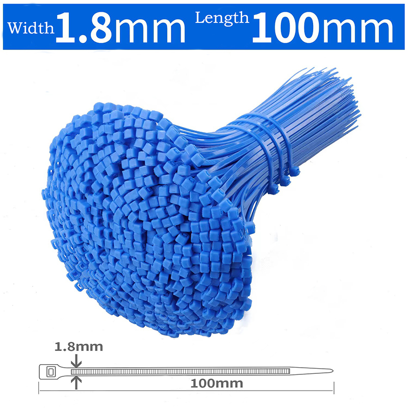 100 Uds 3*100mm rojo amarillo azul verde brillante autoblocante bridas de plástico de nailon organizador de cables bridas con cremallera abrazaderas de barra de amarre: 3x100mm / Azul
