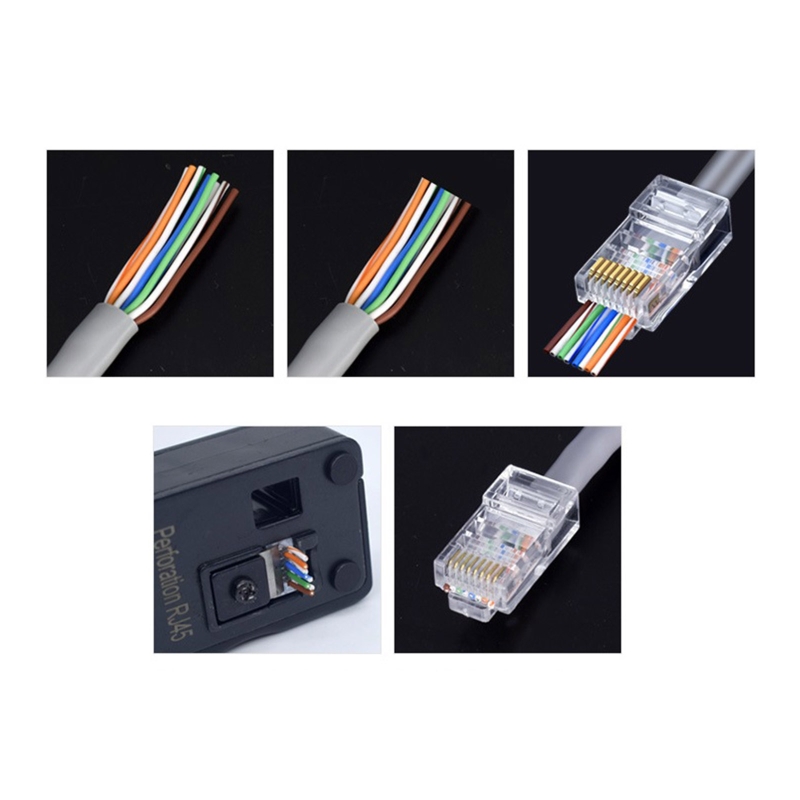 100 Stks/pak RJ45 Passeren Connector CAT6 CAT5E Netwerk Plug Tool-Minder Connectors 5/6 Utp Ethernet Crystal Stekkers