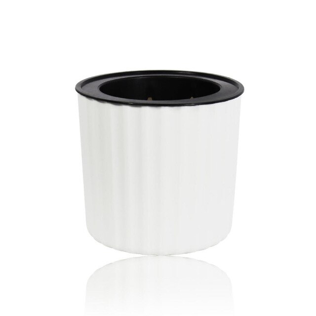 1PC Self Watering Plant Flower Pot Water Container Plastic Flower Plant Vase Pot Plants Stand Holder Container Planter Garden: White S
