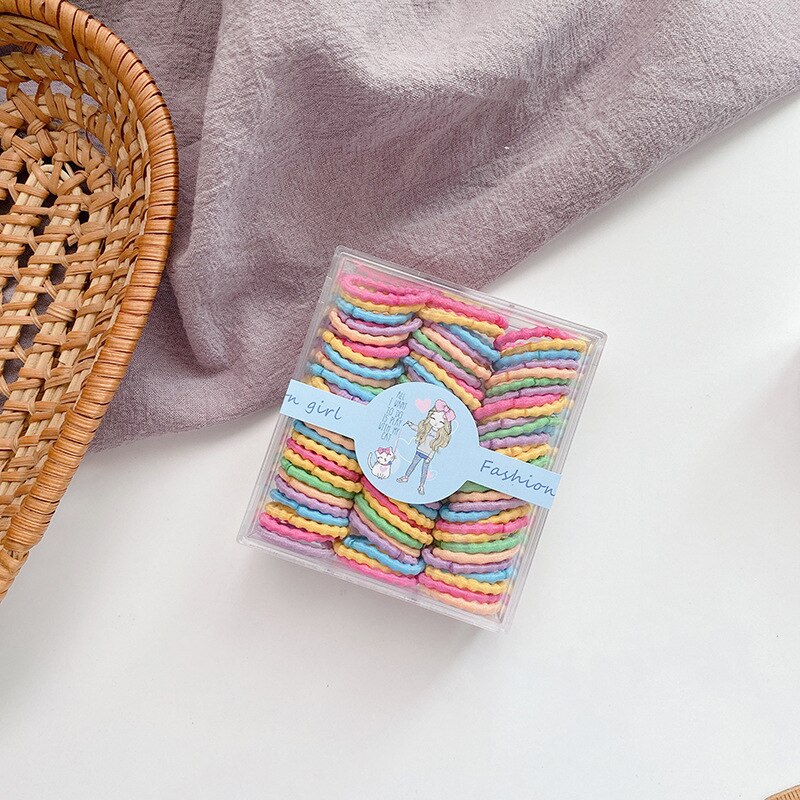 Faixas de cabelo elásticas para crianças, acessórios de cabelo para bebês com suporte de rabo de cavalo e mini cores mistas 100