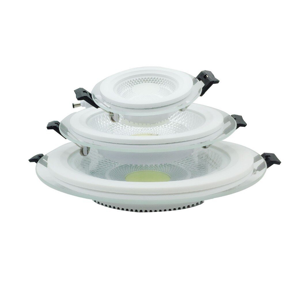 5w 10w 15w 25w led panel downlight rundt glass deksel lys høy lyse cob tak innfelte innendørs lamper  ac85-265v +  driver