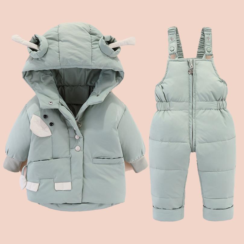 Rusland Winter Kinderen Snowsuit Baby Jongen Meisje Kleding Set Duck Down Jassen Bovenkleding Jas + Jumpsuit Peuter Parka y3345
