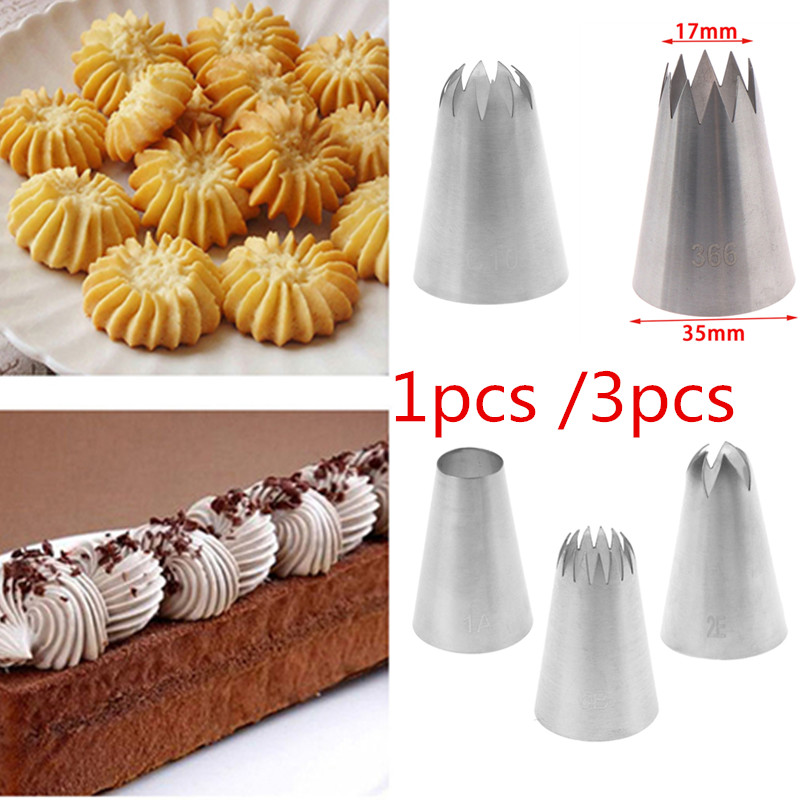 1 Pcs/3 Pcs Rvs Cake Hoofd Icing Piping Nozzles Rvs Cake Decor Bakvormen Pastry Tips #195,#366,# C10