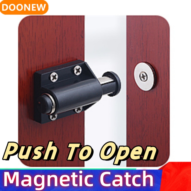 2 st dörrstängare möbelbeslag tryck-för-att-öppna magnet skåpdörrspärr för garderob skåp kök magnetisk dold dörr