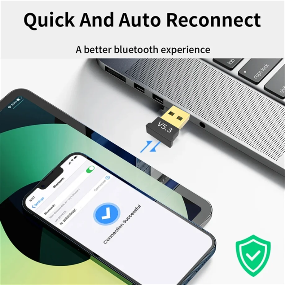 Bluetooth 5.3 Adapter for PC Laptop USB Bluetooth 5.1 Dongle Receiver for Speaker Mouse Keyboard Music Audio Transmitter Adapter