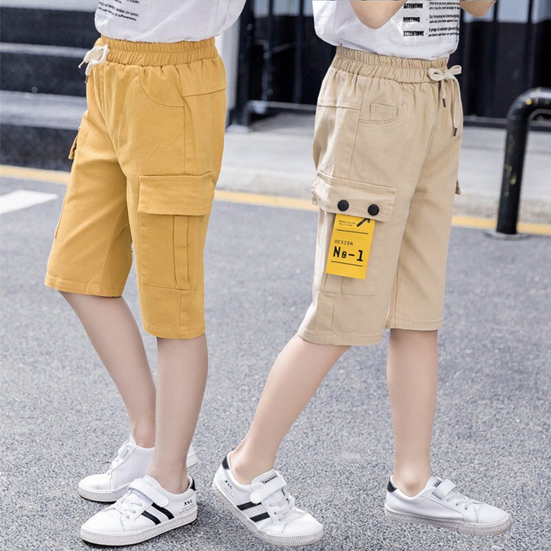 Kids Boy Casual Shorts With Pocket Summer Teenager Cargo Shorts For Boys Child Cotton clothing For 5 To 13 Years Old