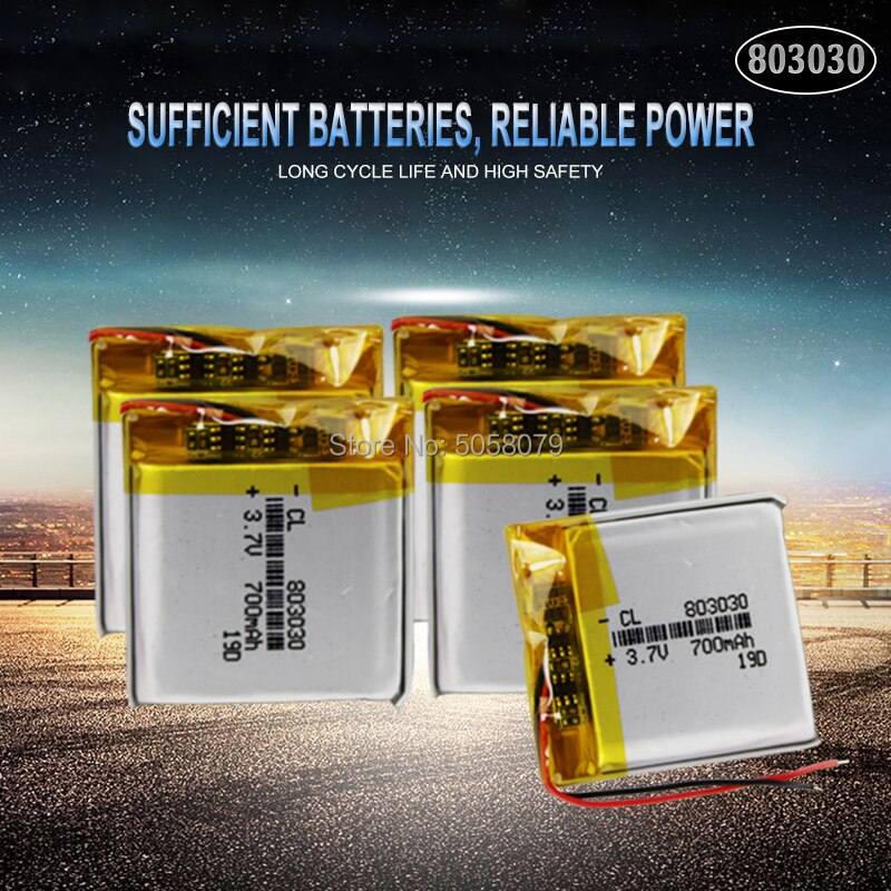 1pcs Rechargeable 700mAh Li-ion Battery Cell 803030 Lithium Polymer Li-Po li ion Battery Lipo cells For Toy GPS MP3 MP4