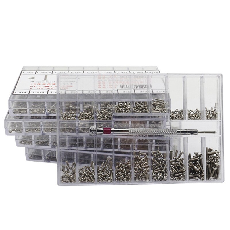 500Pcs Horloge Achterkant Schroef Rvs Schroef Cross Boxed Horloge Reparatie Tool