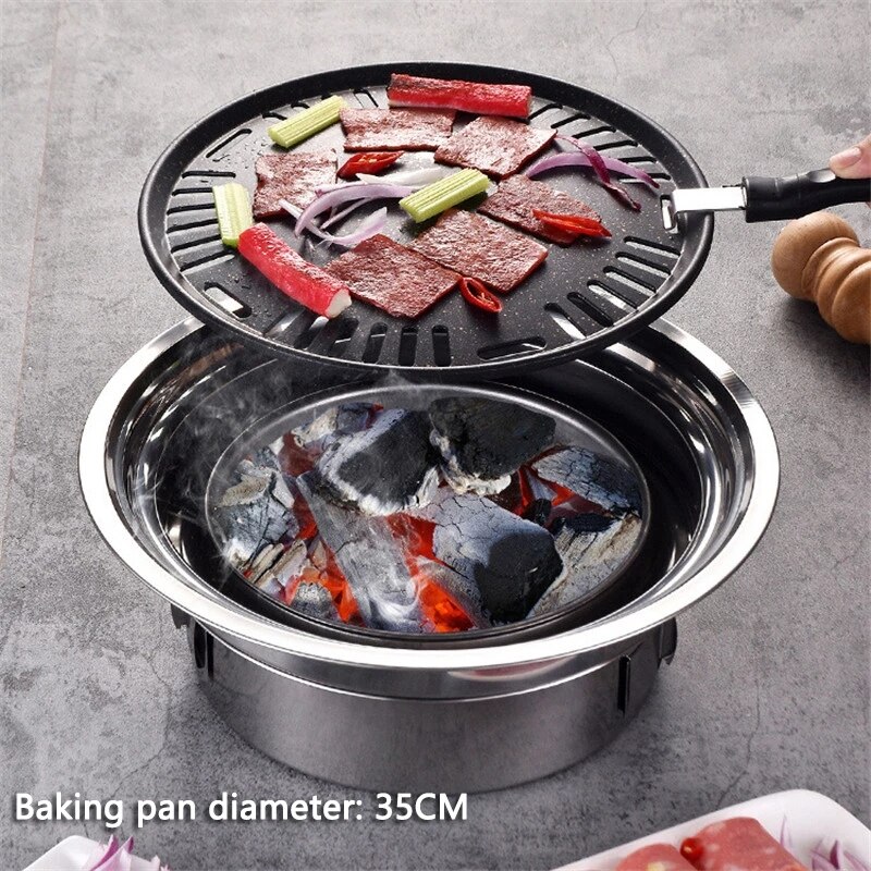 Stainless Steel Charcoal Barbecue Grill Non-stick Barbecue Grills Portable Outdoor bbq grill Round Carbon Barbecue Stove