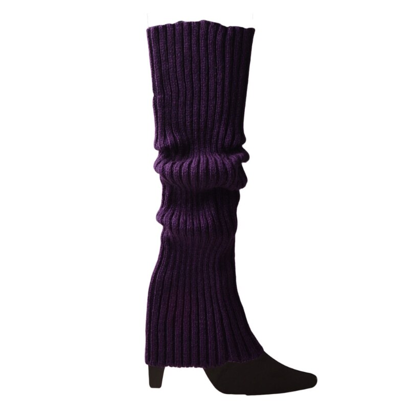 Calentadores fluorescentes de punto para mujer, medias acanaladas sin pies, accesorios para de baile de Halloween, 80s: Dark Purple