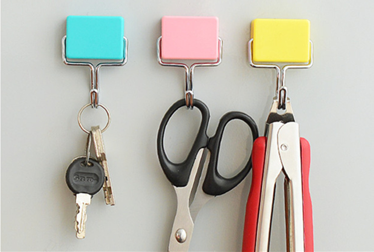 , Strong Magnetic key hooks refrigerator asingle metal + ABS plastic powerful magnets storage hooks