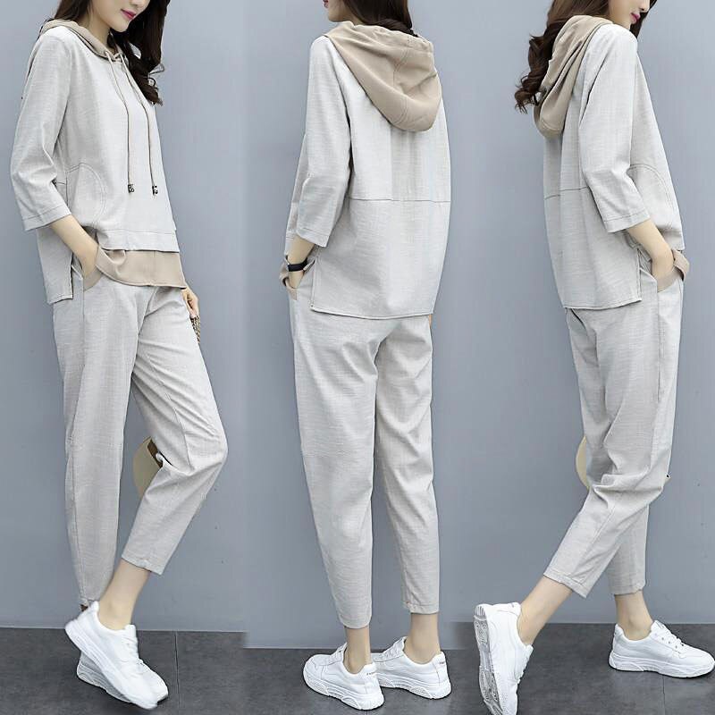 2 piece set spring casual sports suit female Korean version of the loose large size temperament pants of tide