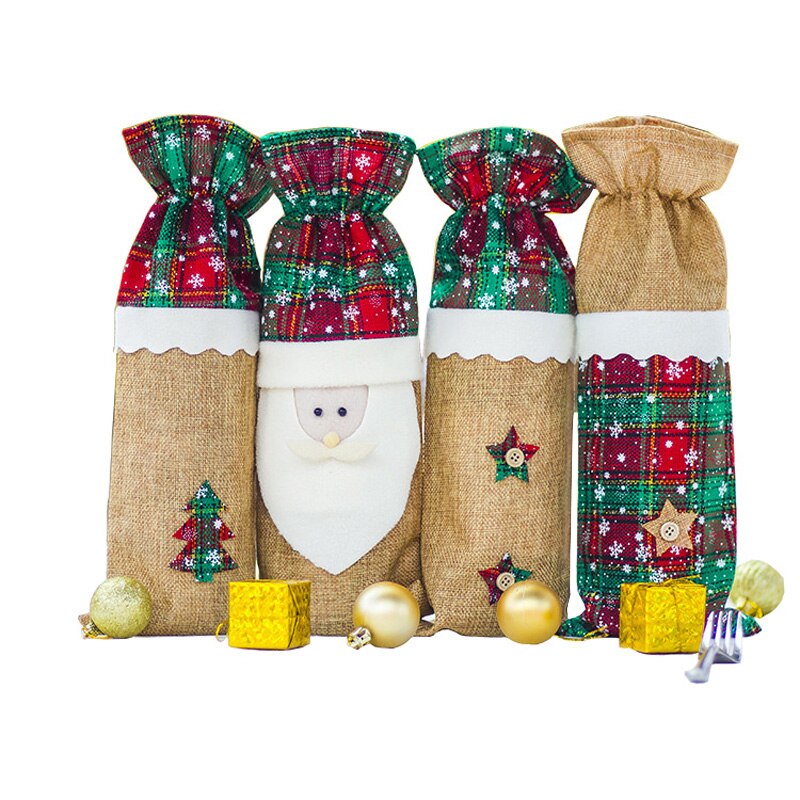 Wijnfles Tas Kerst Decoraties Voor Huis Kerstman Wijnfles Cover Stocking Houders Xmas Navidad Decor