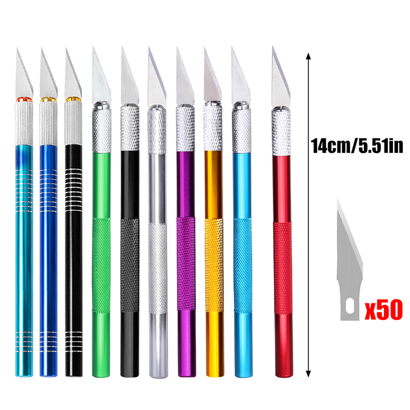 1PC Multi-color Metal Handle Non-Slip Carving Knife With 3Pcs Blade Leather Engraving Knife Set For DIY Repair Hand Tools