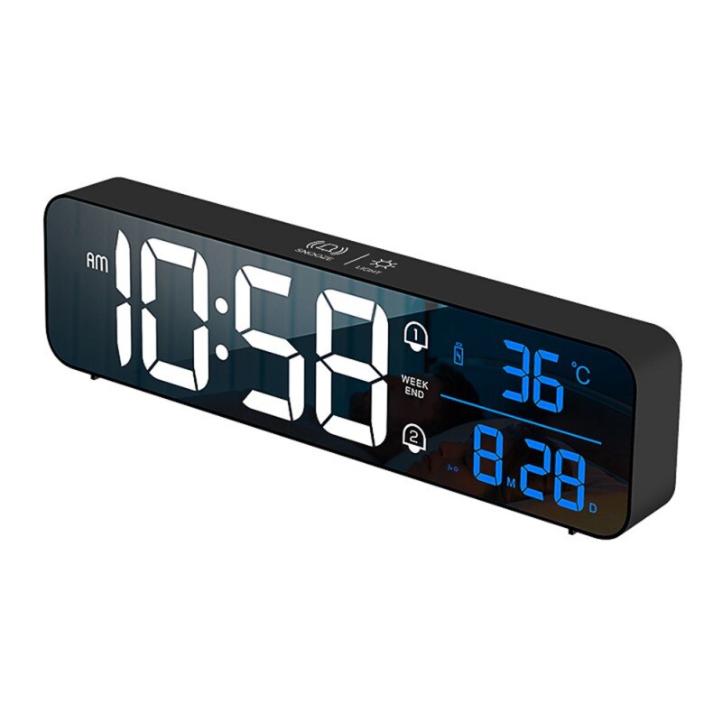 Alarm Clock LED USB charging Alarm Clock Table Voice Control Digital Clock Intelligent Voice Control Electronic Alarm Clock: A2