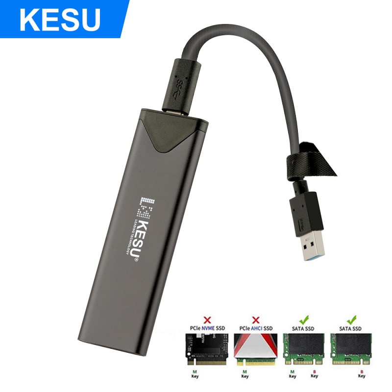 Kesu m .2 ssd cover adapter, usb 3.1 gen 1 (5 gbps)ngff b-key & m + b nøgler harddisk caddy eksternt kabinet til 2242 2260 2280