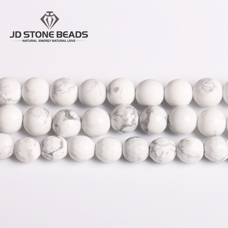 Genuine Natural White Turquoise Beads Howlite Faceted Round Beads Semi-Finished Handmade Matte Frost Stone For Jewelry Making