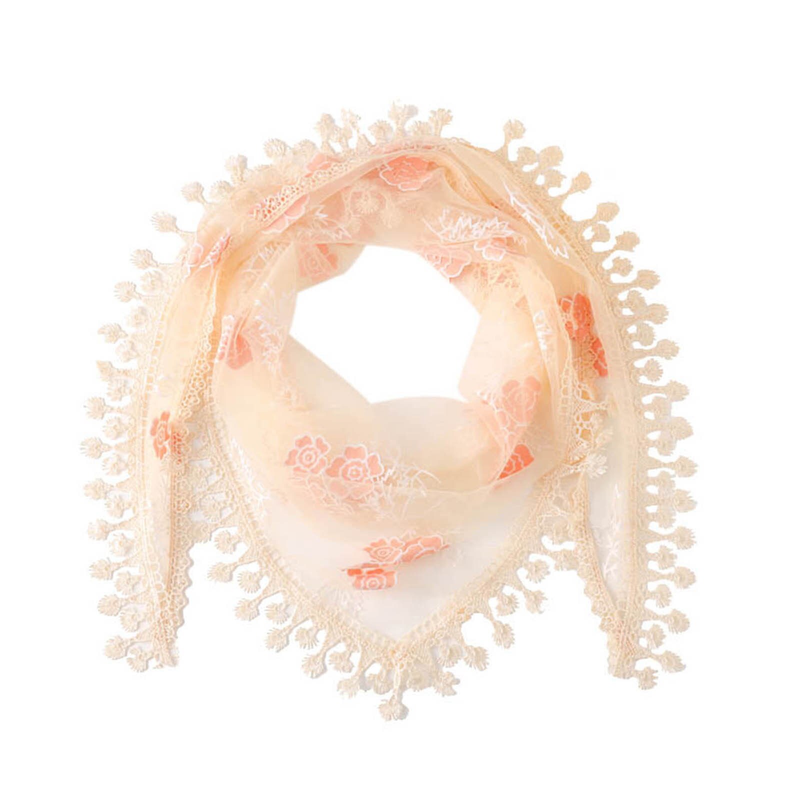 Bufanda multifuncional con borlas de encaje para mujer, chal de flores, pashmina suave, estola de playa de Echarpe,