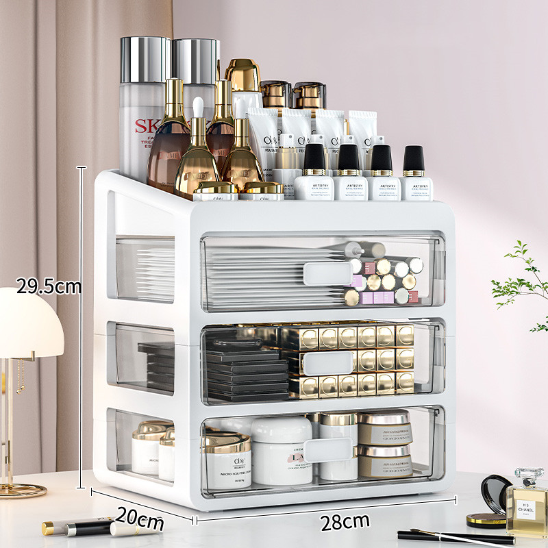 Organizador de cosméticos jóias caixa organizadora de maquiagem grande capacidade multifuncional gaveta de armazenamento de mesa caixa organizadora de maquiagem: Rose Gold
