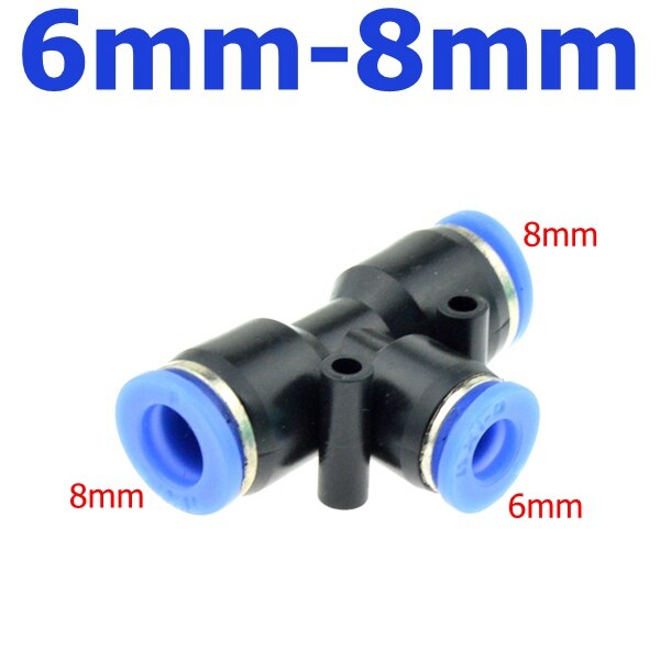 3 weg T förmigen T Pneumatische 10mm 8mm 12mm 6mm 4mm 16mm OD Schlauch rohr drücken in Luft Gas passend zu schnell Beschläge Stecker Adapter: 6mm-8mm