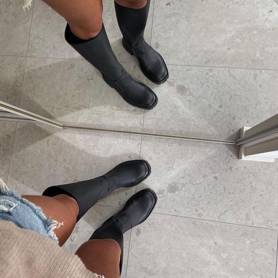 Brand Dames Platform Zwarte Laarzen Mode Dikke Med Hakken Laarzen Vrouwen Casual Party Schoenen Vrouw Dij Hoge laarzen