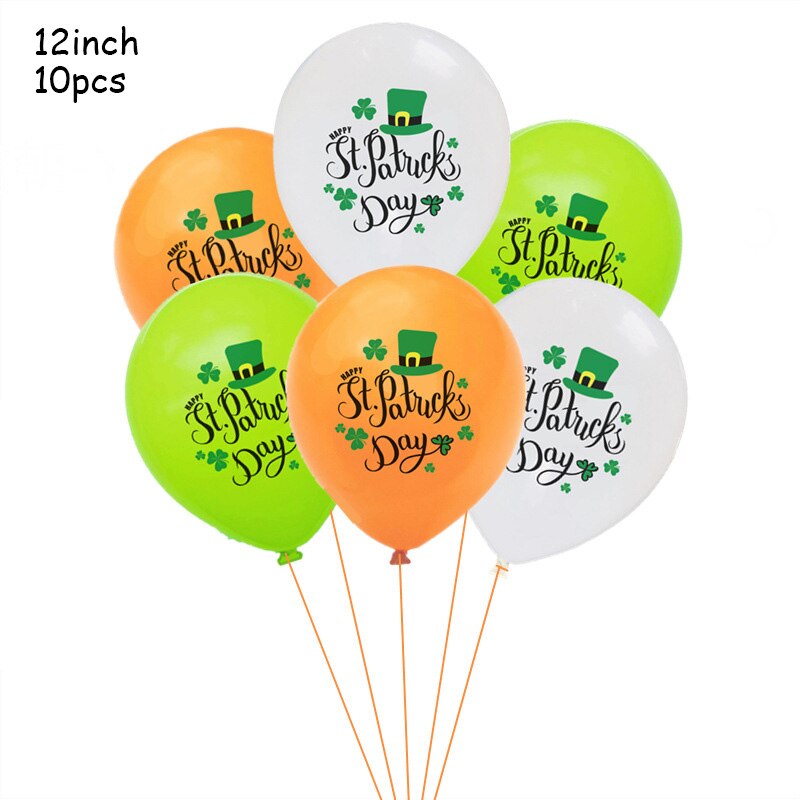 Leeiu St Patrick 's Day Decorations Green Clovers Banners Shamrock Lucky Irish Party Garlands Irish Festival Latex Balloons: 8