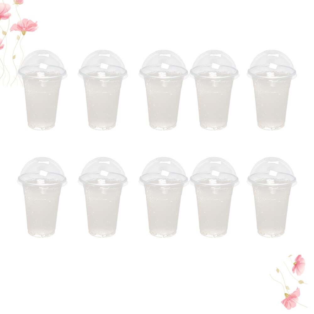 100 Stuks 360Ml Wegwerp Clear Cups Met Een Gat Dome Deksels Voor Thee Fruit Thee Met Covers